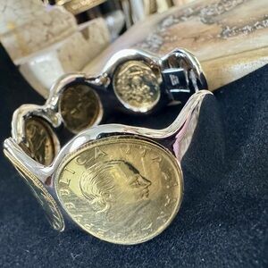 Milor Italian (5) Lire Silver Over Bronze Coin Cuff